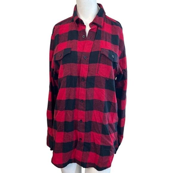 Ladies M Buffalo Plaid Check Red Long Sleeve Button Down Shirt Cactus Prickly - Picture 2 of 4